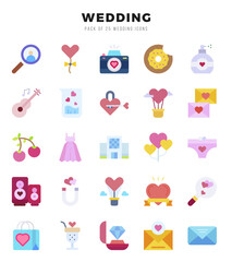 Wedding icons set. Collection of simple Flat web icons.