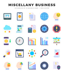 Miscellany Business web icons in Flat style.