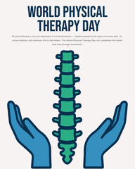 World Physical Therapy Day Poster with Human Spine and Muscles