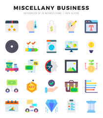 Miscellany Business web icons in Flat style.