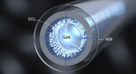Conceptual Close-up of a GaN Crystal Structure in a Transparent Tube
