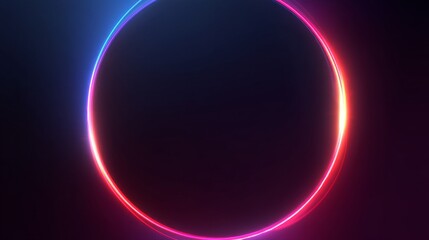 Obraz premium A large glowing circle with a gradient of neon colors transitioning from blue to red and pink,