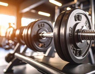 Close up shot of gym equipment, detailed shot of weights