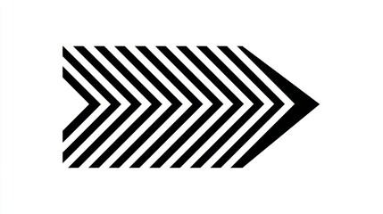 Black vector arrow isolated on white background with modern striped pattern, minimalist navigation pointer design element for direction icons, web interfaces, graphic symbols, trendy abstract illustra