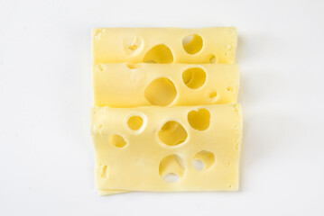 cheese slices isolated on a white background