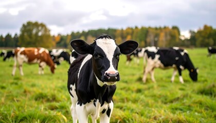 Cows grazing in a meadow