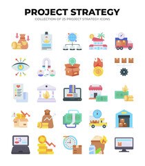 Project Strategy Icons. 25 Flat Design Icons for Business Planning