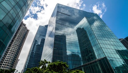 Obraz premium Low angle view of modern skyscrapers
