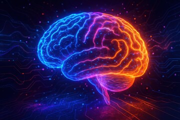 Futuristic Neon Brain Visualization
