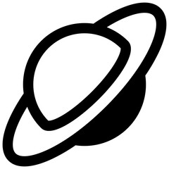 Planetary ring. Outlined stroke vector icon with black-filled details. © Side Project