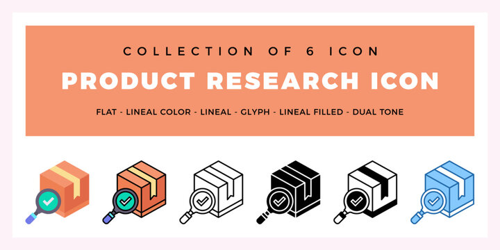 Pack of 6 Vector Product Research icon - Powered by Adobe