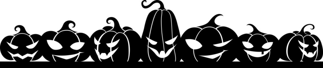 Pumpkins. Vector horizontal border. Halloween decoration.