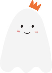Cute Ghost Wearing Crown Cartoon Character 