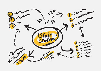 brainstorming diagram drawing, freehand drawing design.