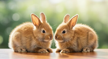 Obraz premium Adorable Baby Rabbits A Pair of Cute Bunnies