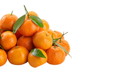 Fresh tangerines stacked on a white surface in a bright setting showcasing vibrant colors during daytime on a transparent background
