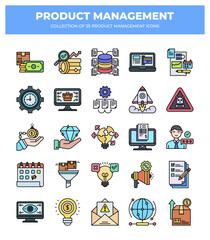 Obraz premium Product Management Icons: A Collection of 25 Essential Icons for Business Strategy