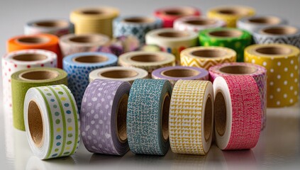 Colorful rolls of patterned tape