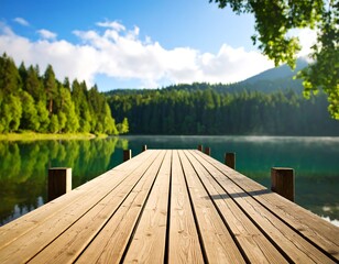 Serene lake dock at sunrise