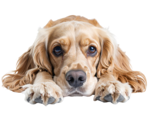 Sussex Spaniel Standing Alert with Head Turned Slightly, Side Angle View, Transparent Background