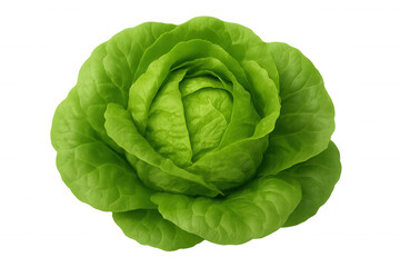 Obraz premium Vibrant green lettuce head, isolated on a transparent background, ideal for food and health-related projects