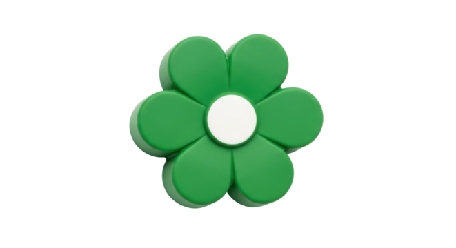 Isolated Green Flower Magnet