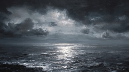 Obraz premium Gathering Storm Clouds Over A Brooding Seascape