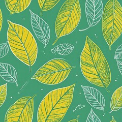 Green background with yellow and light green leaves