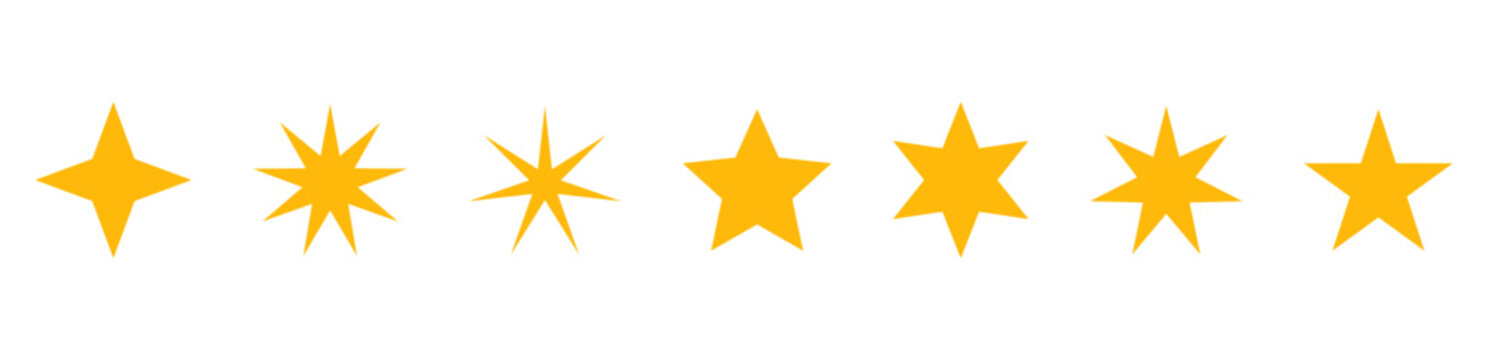 yellow starburst badge sticker icon , sale or price tag sticker, retro stars icon , sparkle stars icons