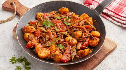 Indian-style potatoes and coco beans
