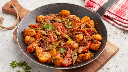 Indian-style potatoes and coco beans