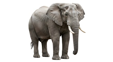 Fototapeta premium Majestic african elephant standing proudly against a clean white background