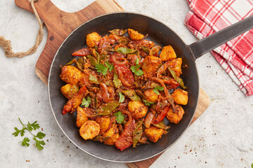 Indian-style potatoes and coco beans