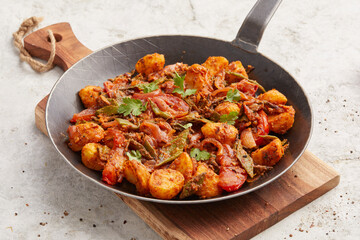 Indian-style potatoes and coco beans