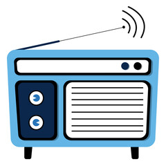 Blue Classic Radio with Antenna to Receive Signal from Station