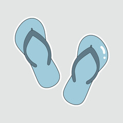 Simple Flip Flops Vector Sticker. A vector illustration of a pair of light blue flip-flops. This simple and clean design is perfect for themes related to summer, holidays, beach, and travel