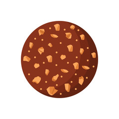 Chocolate candy ball flat vector illustration isolated on white background
