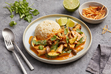 Crispy mushroom and potato curry