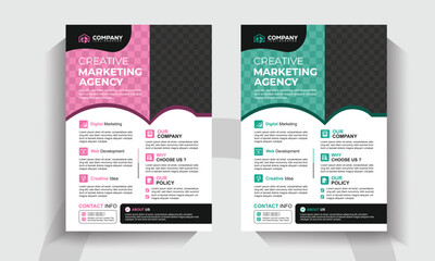 Corporate Agency Promotional Flyer Template. Creative Marketing Poster and Branding Brochure Design. Digital Campaign Flyer Layout.