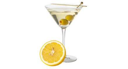 Isolated Martini Glass with Lemon