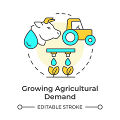 Growing agricultural demand multi color concept icon. Need to produce more food. Cause of water scarcity. Round shape line illustration. Abstract idea. Graphic design. Easy to use in booklet