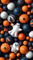 Halloween Candy and Ghost Figurines Arrangement