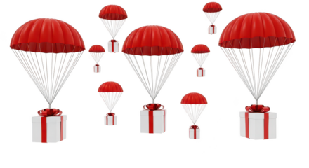 Gifts Falling With Parachutes 3d Render