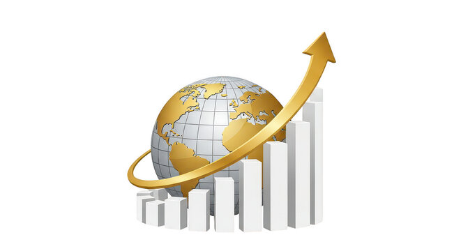 Global Growth World Map Upward Trend