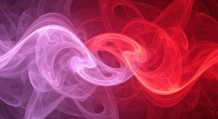 Abstract Fractal Waves: Intertwined Red and Purple Energy Flowing in Digital Space