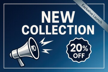 NEW COLLECTION with 20% OFF exclusive launch discount banner, modern sleek style, attention-grabbing retail promo.
