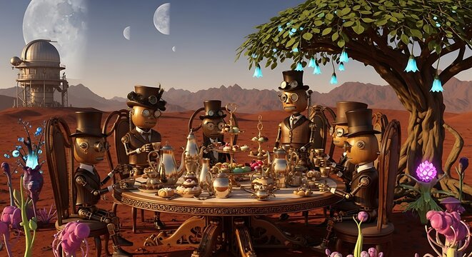 Steampunk Tea Party on a Desert Planet.