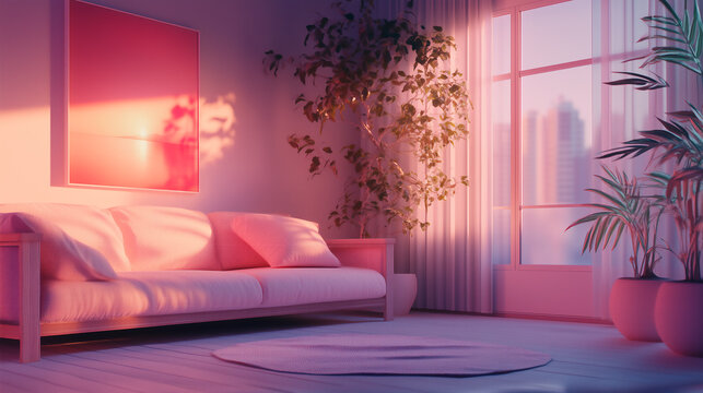 Minimal Strange Pink Feminine Interior Design with White Space