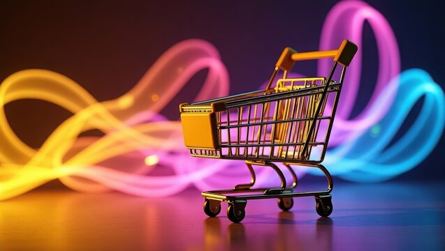 shopping cart on black, shopping cart on black background, empty shopping cart,