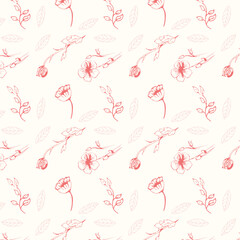 Pattern con fiorellini rosa su sfondo rosa chiaro. Illustrazione vettoriale floreale, sfondo, tessile, moda, imballaggio